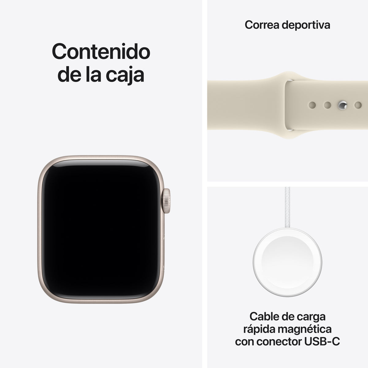 Apple Watch Se3 Gps 44mm Caja De Aluminio Blanco Estrella Correa Deportiva Arena M L