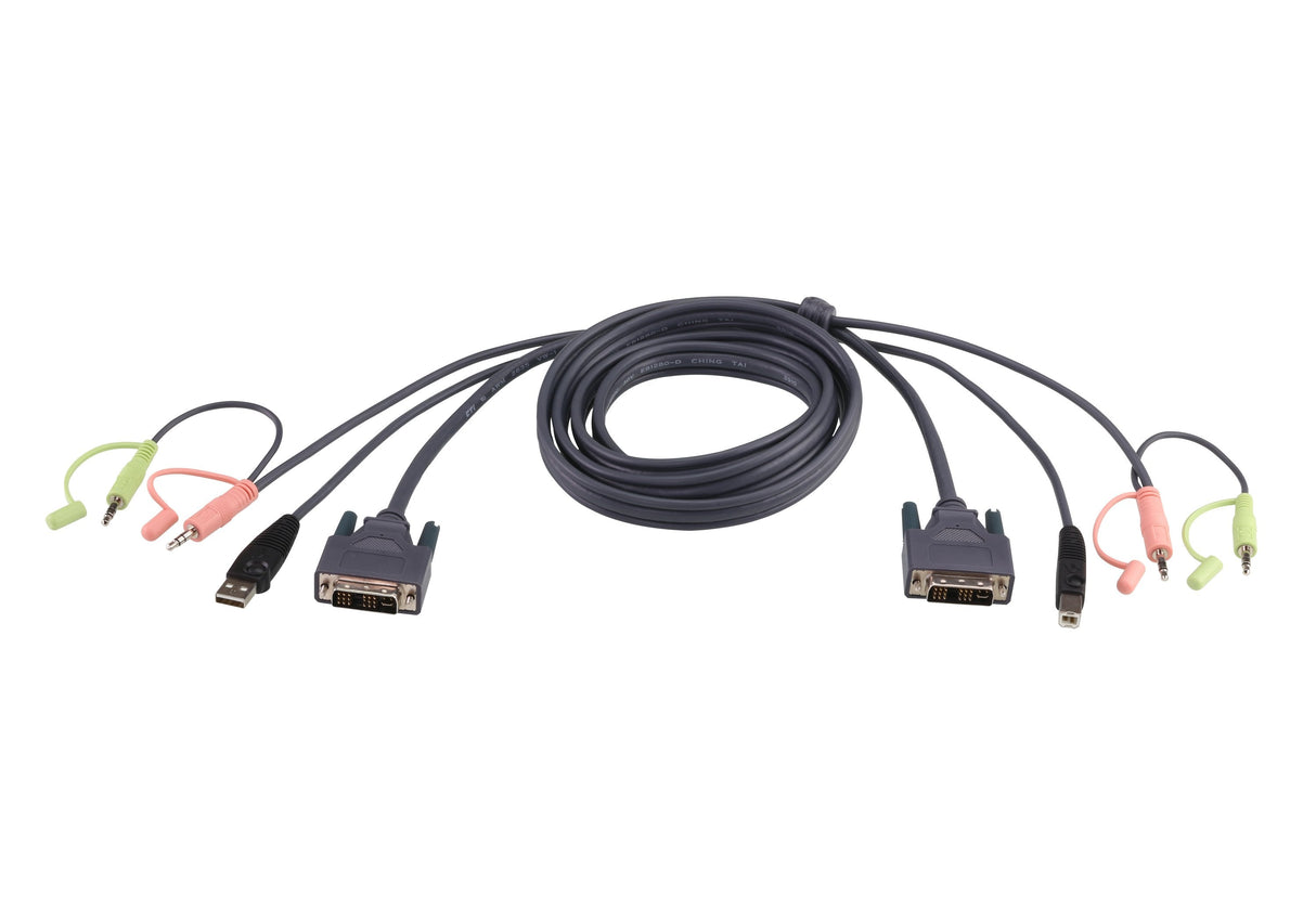 Aten Dvi-I Usb Kvm Cable 1,8m (2l-7d02ui) Aten 6ft Usb Dvi-I Single Link, Usb, Usb, Dvi-I, Dvi-I (M), Usb A (M), 2 X 3.5mm Jack, Dvi-I (M), Usb B (M), 2 X 3.5mm Jack, Negro