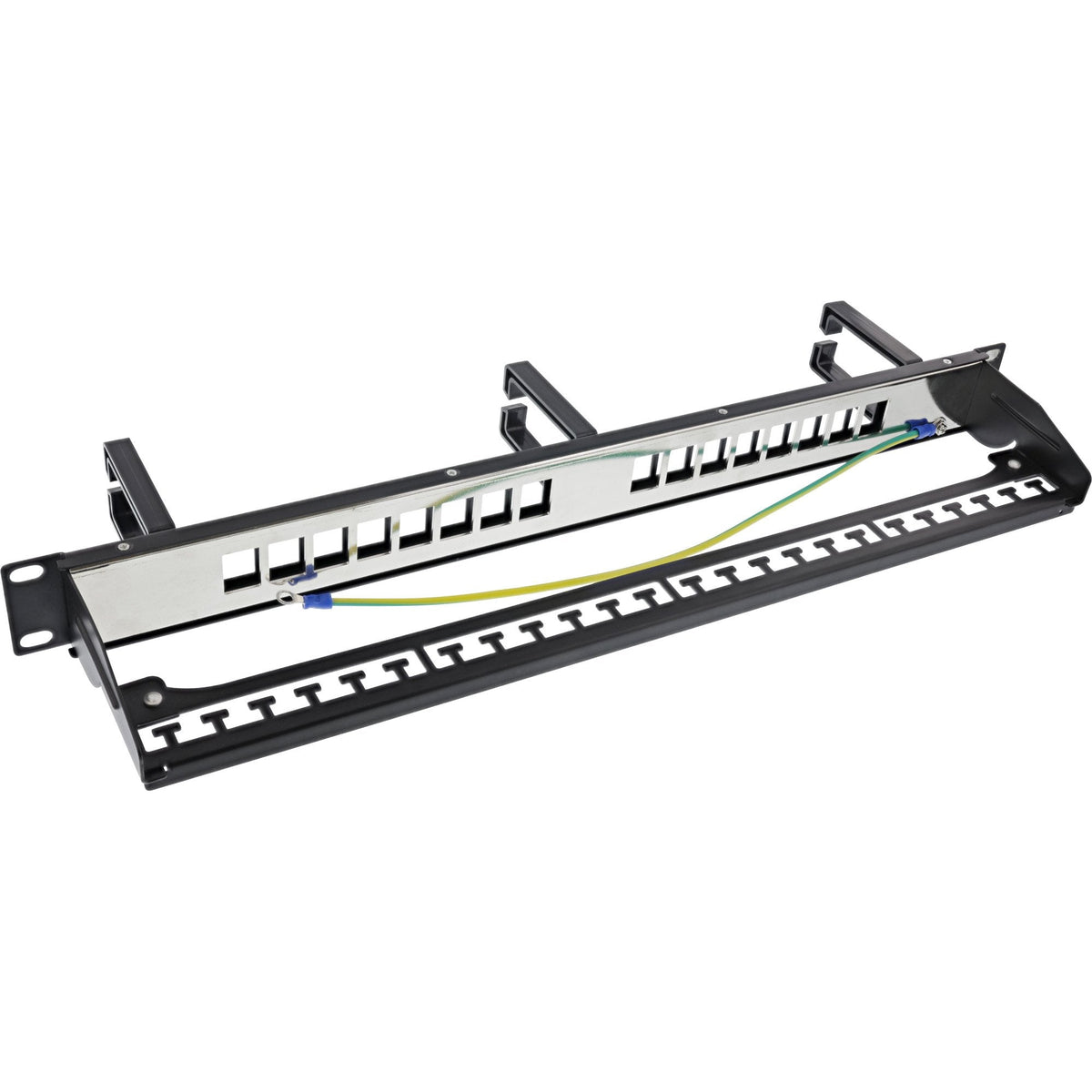 Inline® 16-Way Patch Panel, Keystone Empty Panel With 3 Brackets, 19", 1u Negro