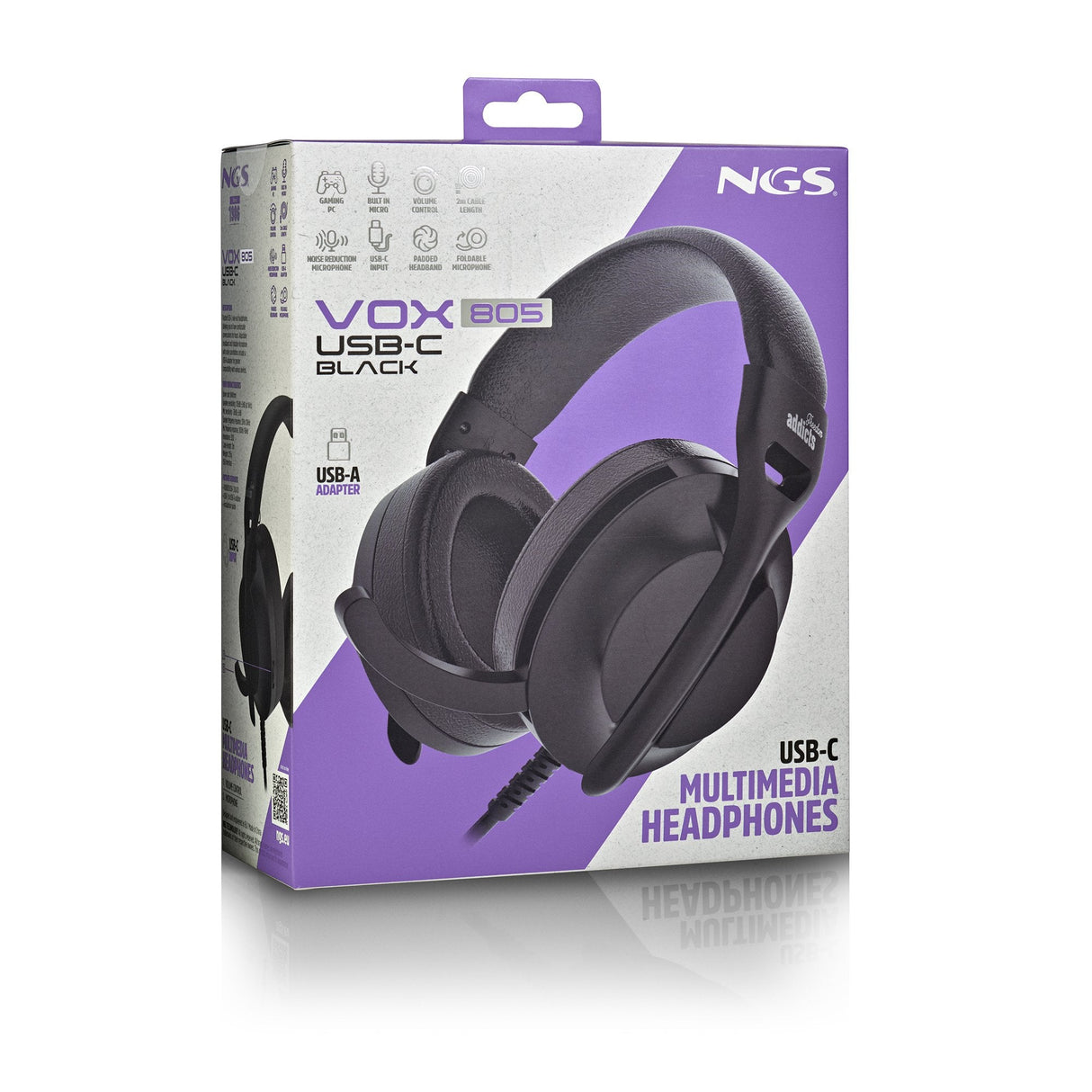 Auriculares Ngs Vox805 Usb-C Con Micrófono Usb Tipo-C Negros
