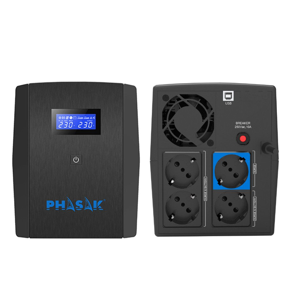 EAN 5605922007240 - Phasak Sirius sistema de alimentación ininterrumpida (UPS) Línea interactiva 1,26 kVA 720 W 4 salidas AC imagen 2