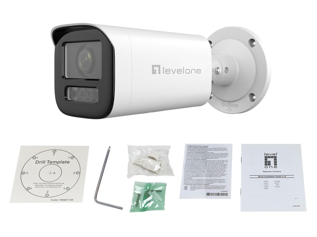 Cámara Levelone Fcs-5222 Bala De Seguridad Ip Interior Y Exterior 1920 X 1080 Pixeles Pared