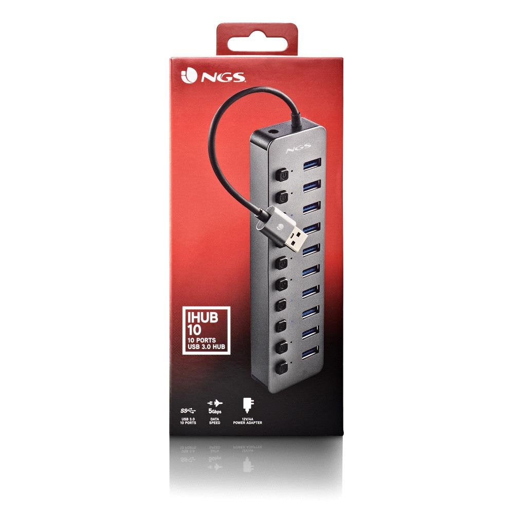 EAN 8435430624410 - NGS IHUB 10 USB 3.2 Gen 1 (3.1 Gen 1) Type-A 5000 Mbit/s Negro imagen 8
