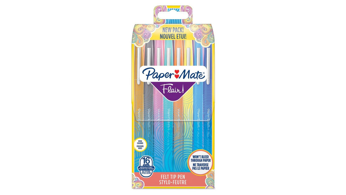 Bolígrafo Fibra Paper Mate Flair M 0,7 Mm Estuche De 16 Blister Surtido