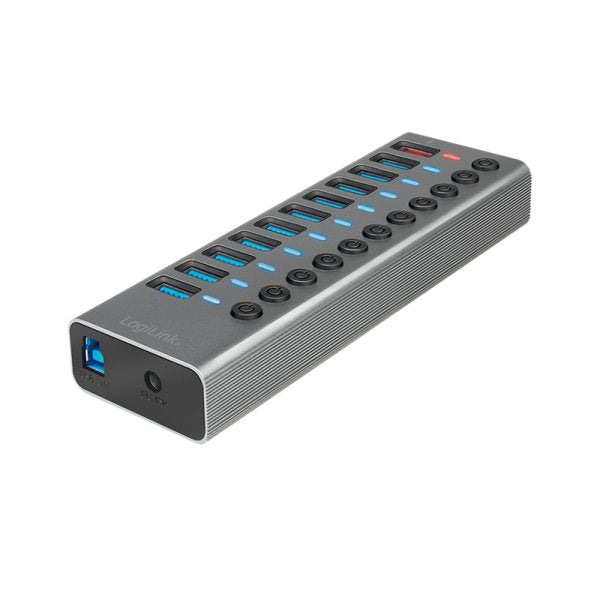 Hub Logilink Usb 3.2 10+1 Port Aluminum Grey Switch For Each Port, On/Off