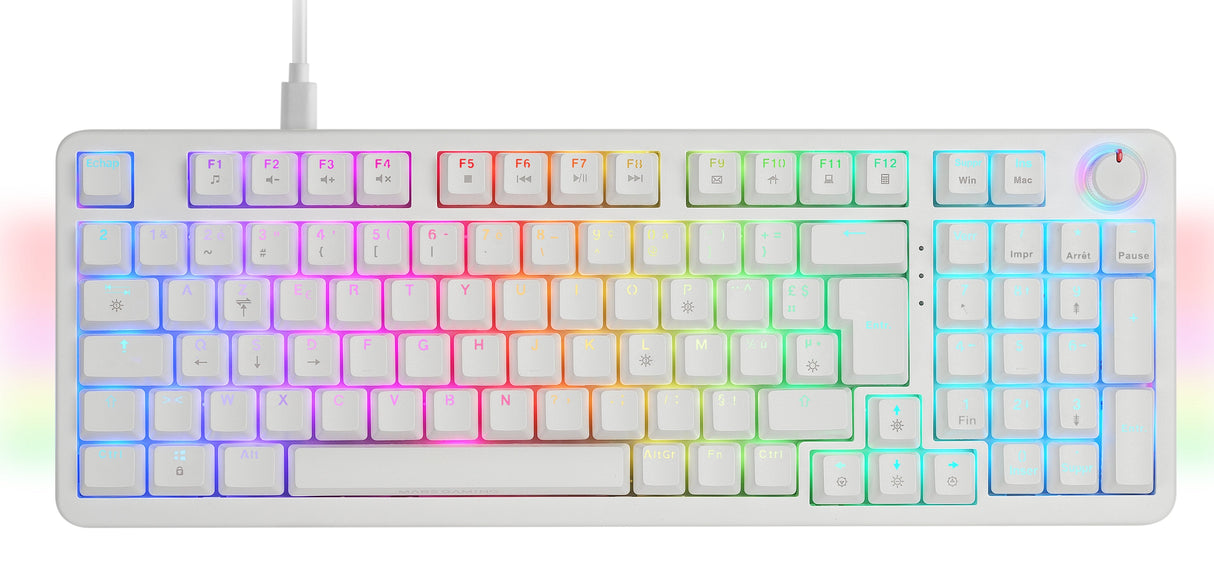 Teclado Mars Gaming Mkprowyfr Mecanico Rgb Silent Switch Rueda De Control Frances Color Blanco