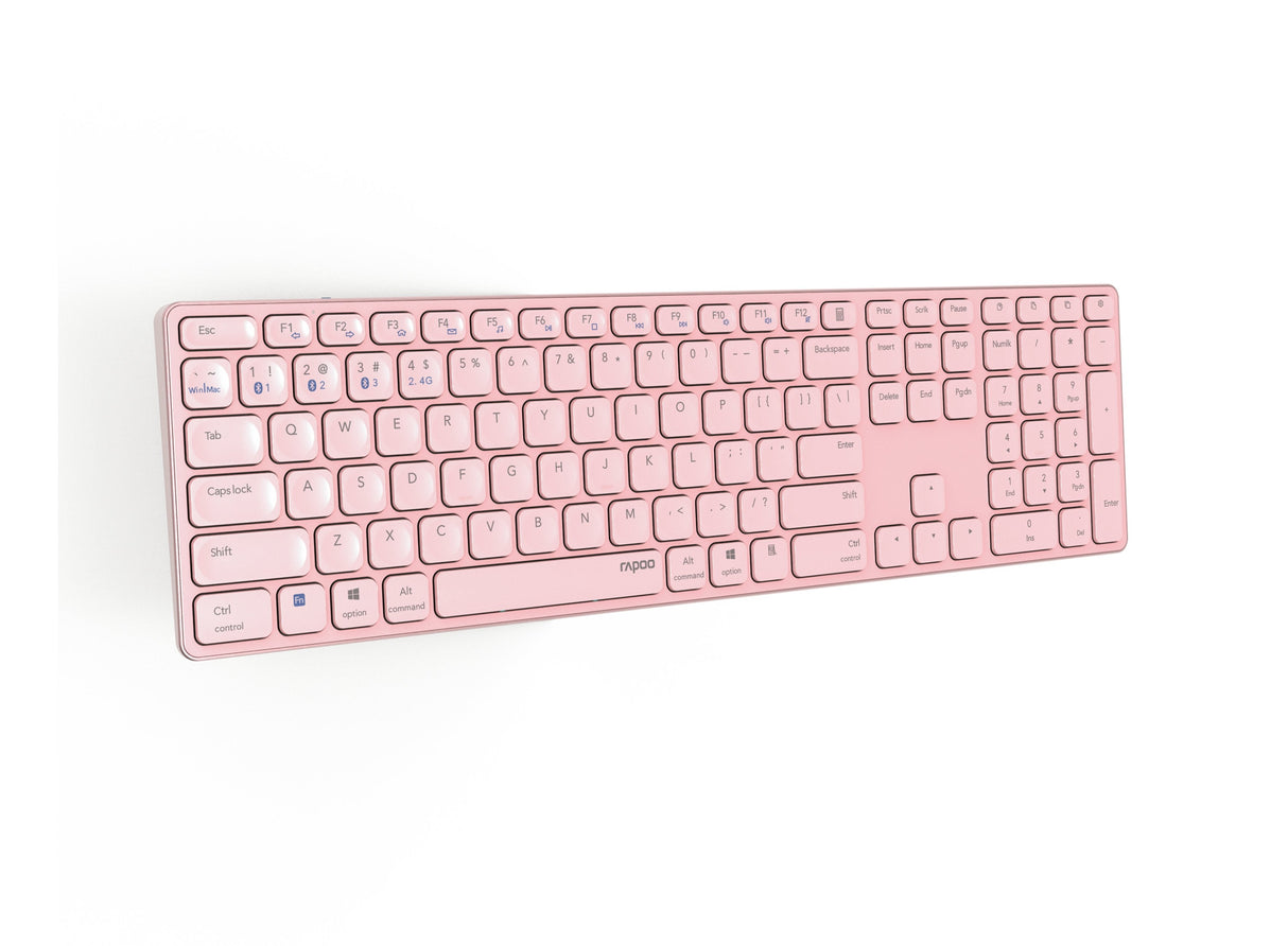 Rapoo E9800m Teclado Bluetooth Qwerty Rosa