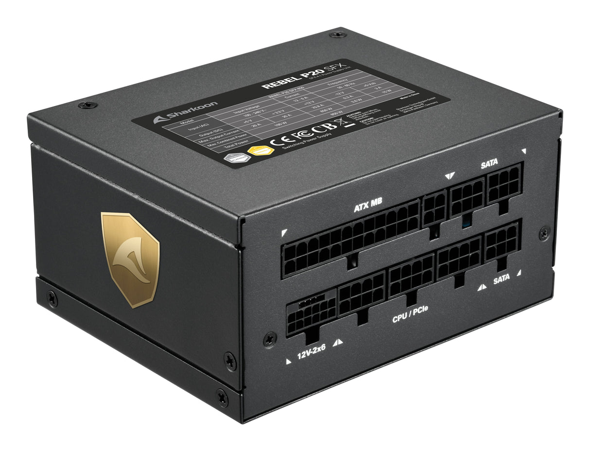Fuente De Alimentación Sharkoon Rebel P20 Sfx 750w, Para Pc Negro, 1x Conexión De Alta Potencia De 12 Pines, 2x Pcie, Gestión De Cables, 750 Vatios 4044951040650