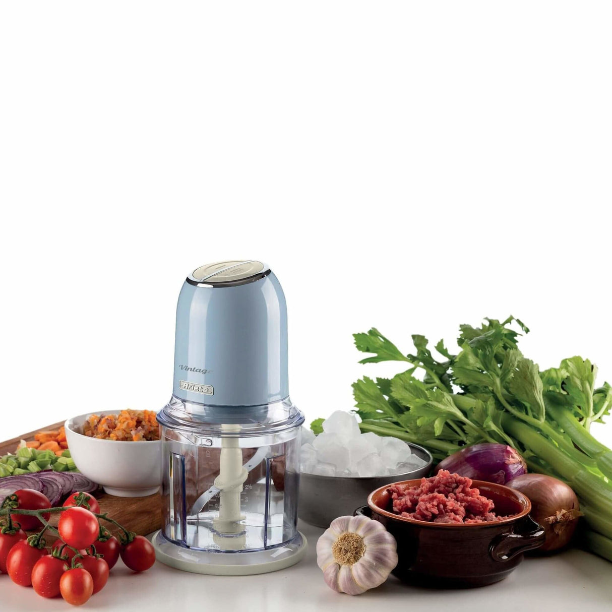 Picadora Ariete Vintage Chopper, (Azul Claro/Crema) 0438bl