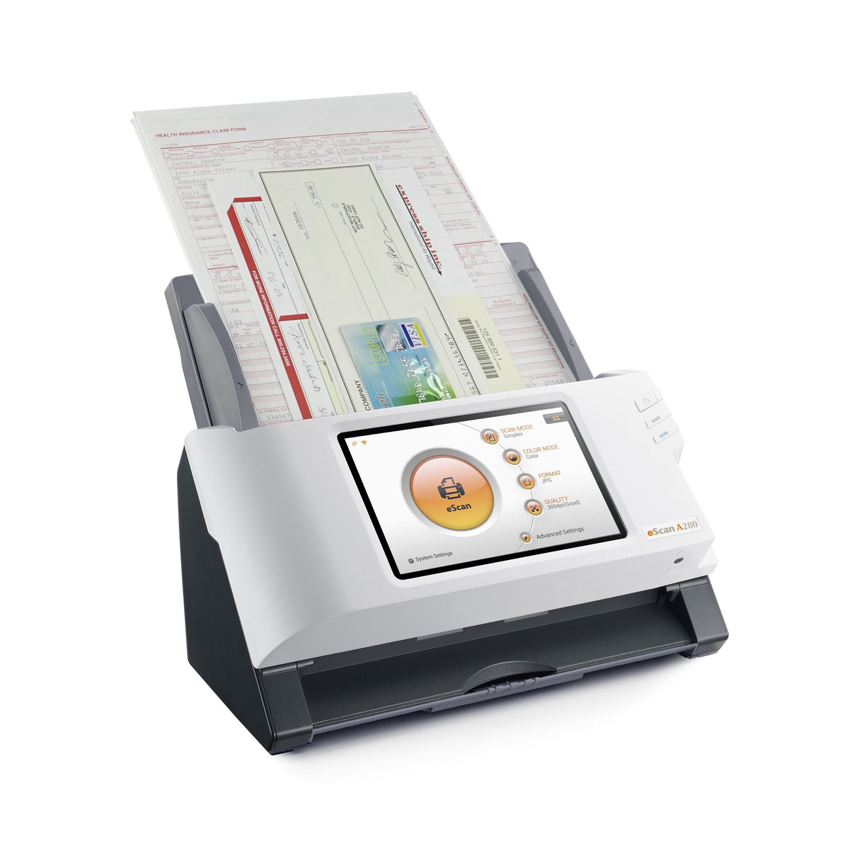 Plustek Escan A280 Essential 600 X 600 Dpi Escáner Con Alimentador Automático De Documentos (Adf) Negro, Blanco A4