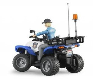 Bruder Quad De Policía Con Mujer Policía Y Equipamiento, Modelo De Vehículo Azul/Blanco 63010