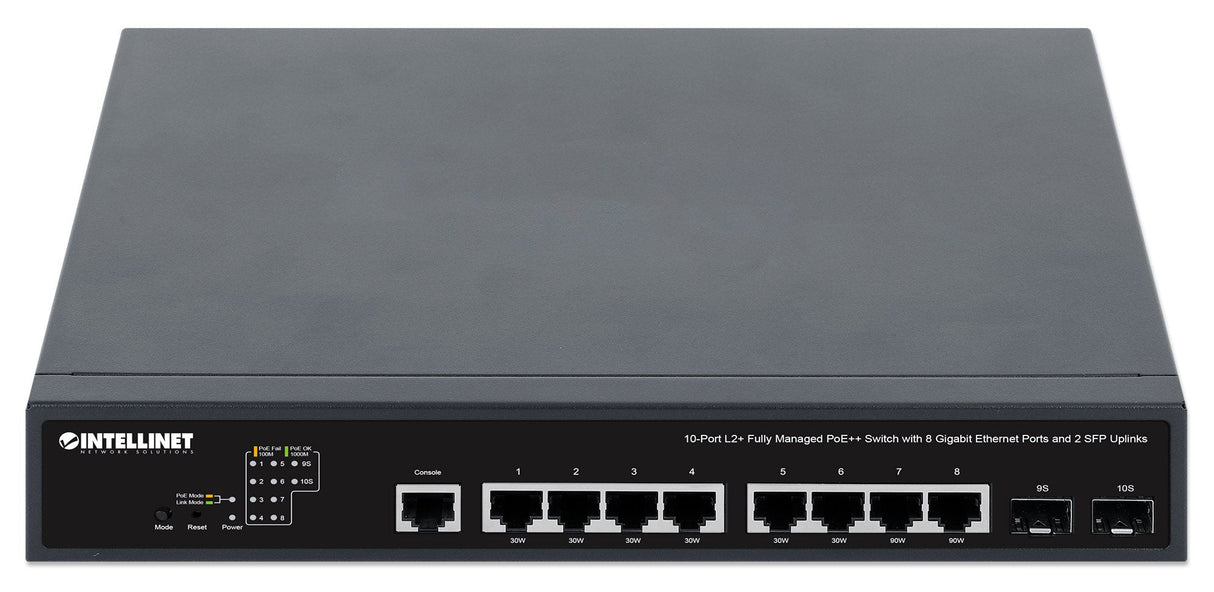 Intellinet 10-Port L2+ Managed Poe++ Switch 8x Gbit 2x Sfp