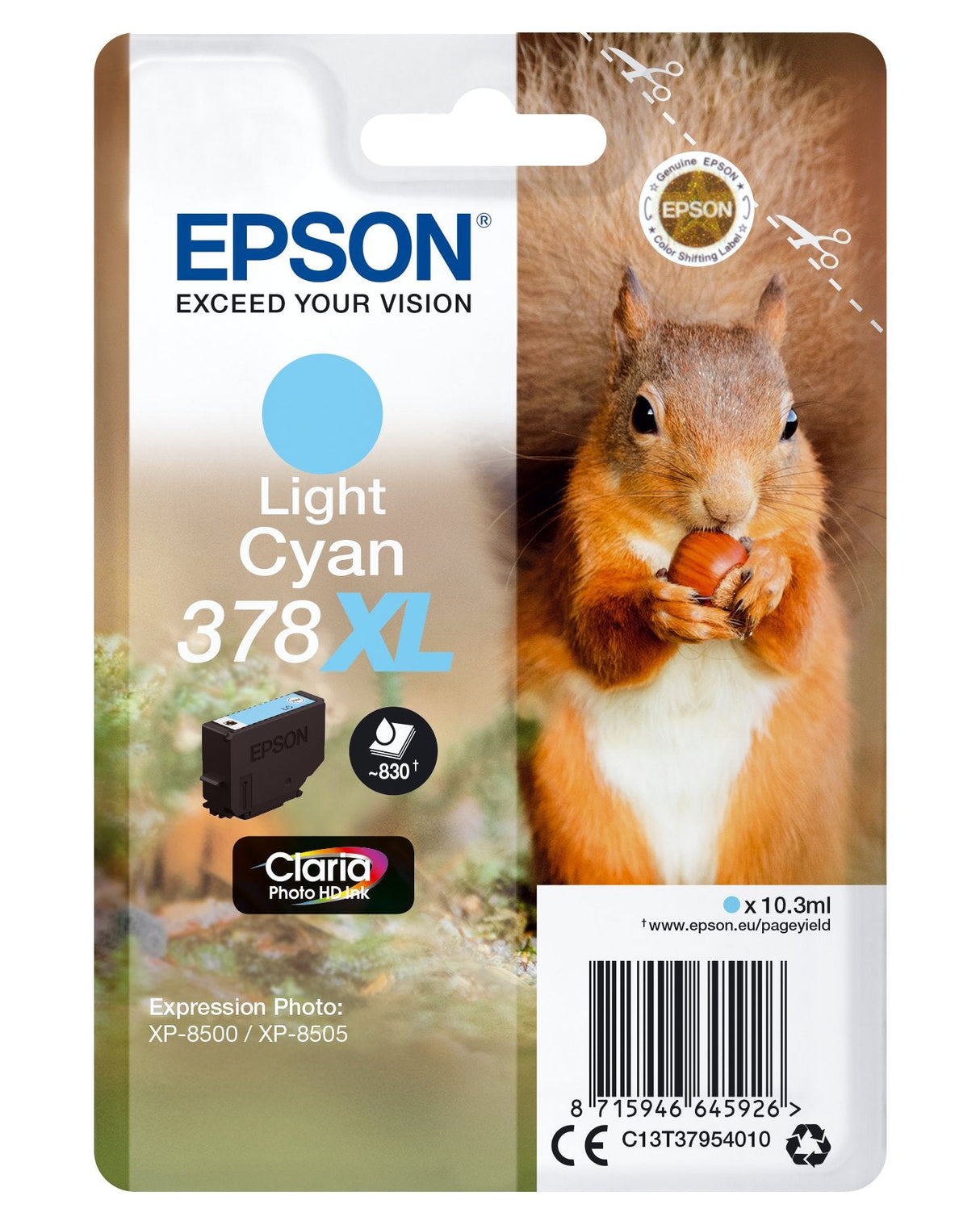 EAN 8715946645926 - Epson Squirrel 378XL cartucho de tinta 1 pieza(s) Original Alto rendimiento (XL) Cian claro imagen 1