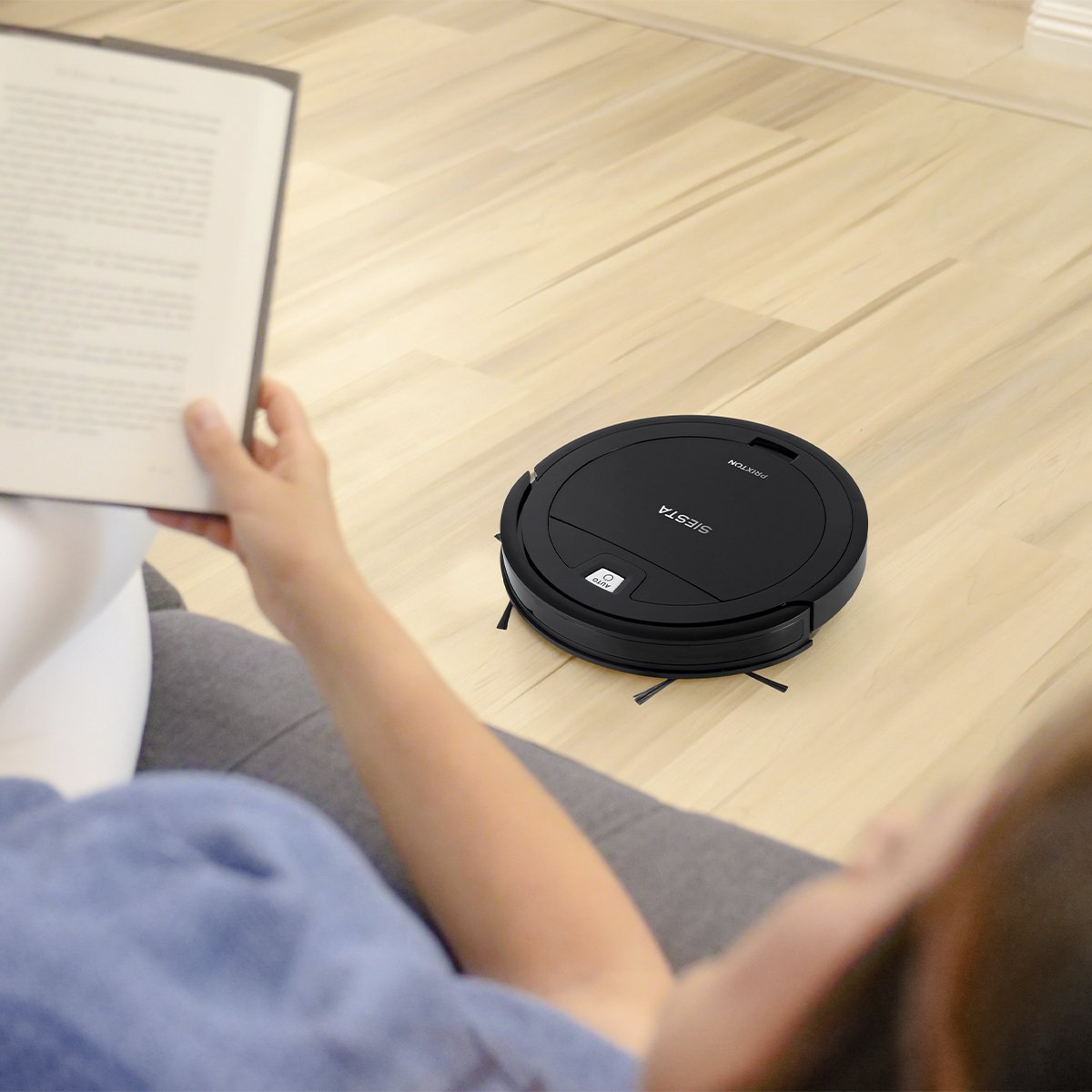 Robot Aspirador Prixton Siesta Negro Wifi App Tuya Compatible Asistente De Voz 4 Modos Bateria 2000mah 350-1000 Pa Polvo 250ml Agua 125ml