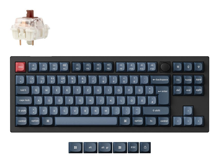 Keychron V3 Max, Teclado Para Juegos Negro/Azul-Gris, Diseño De, Gateron Jupiter Brown, Hot-Swap, Rgb V3m-D3-De