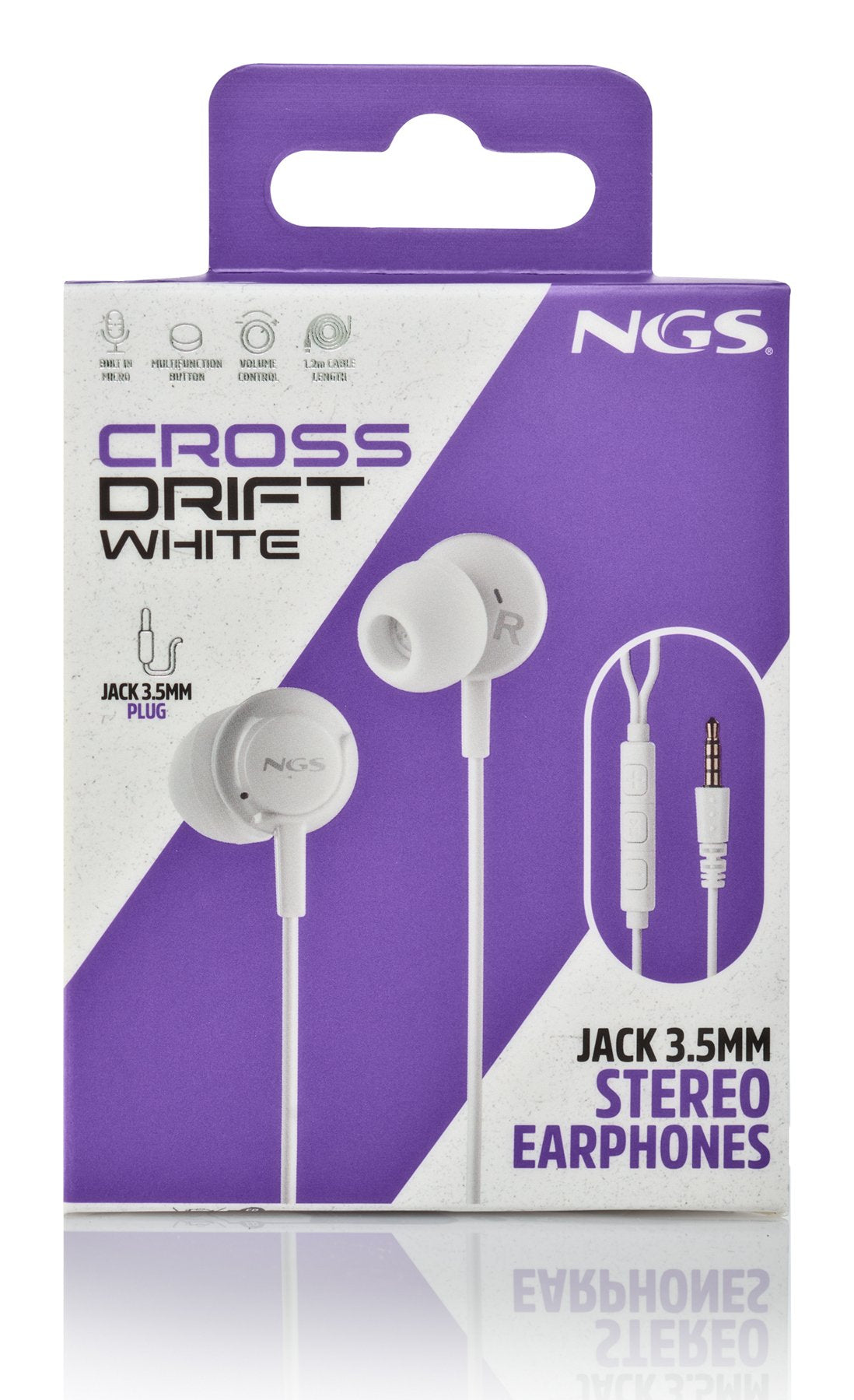 Auriculares Intrauditivos Ngs Cross Drift Con Micrófono Jack 3.5 Blancos