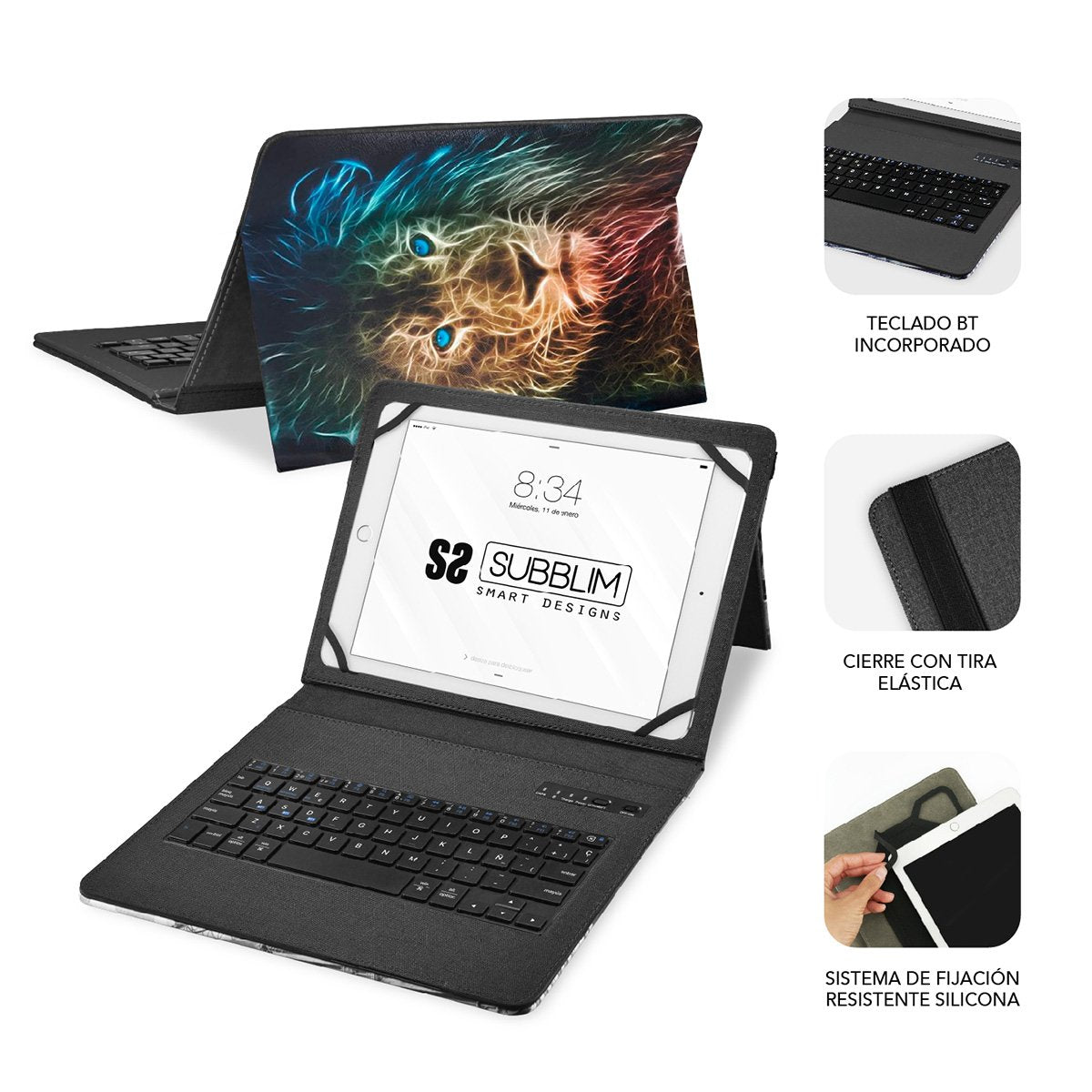Subblim Keytab Pro Bluetooth Funda Tablet Con Teclado 10,1" Trendy León