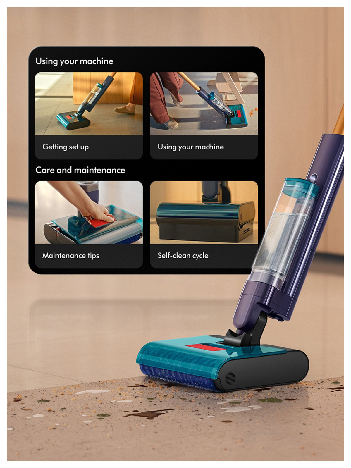 Dyson Clean + Wash Hygiene Escoba Eléctrica Batería Seca Y Húmeda Sin Bolsa Azul, Cobre