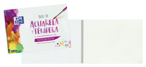 Oxford Bloc Pintura Acuarela Y Témpera 10h 300gr Espiral A3+ Liso Blanco