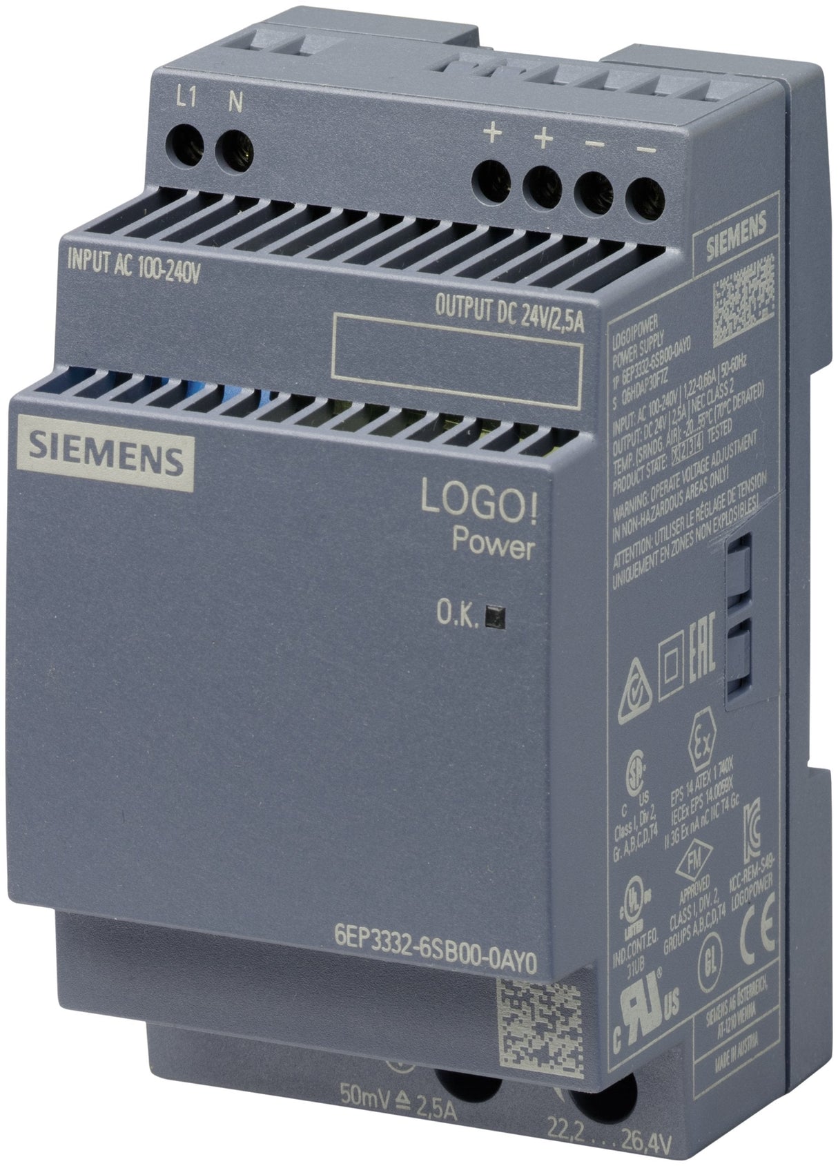 Siemens 6ep33326sb000ay0 Logo!Power 24v 2,5a Geregelte Stromversorgung