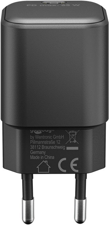 Cargador  65w Usb 1 Puert. Usb-C Negro Gan Pd Salida Lateral Tamaño Nano Goobay