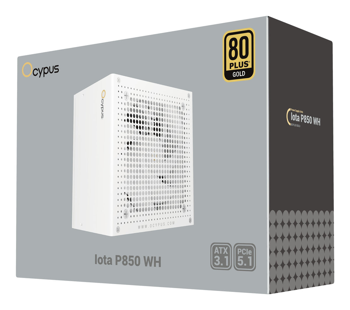 Fuente De Alimentación Ocypus Iota P850 Blanca (Blanco, 1x Gpu De Alta Potencia De 12 Pines, 3x Pcie, Gestión De Cables, 850 Vatios) Iota-P850-G1ffwh
