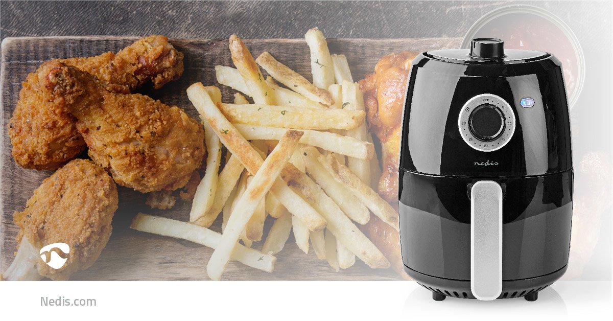 EAN 5412810324477 - Nedis KAAF120FBK freidora Sencillo 2,4 L Independiente 1000 W Freidora de aire caliente Aluminio, Negro imagen 15