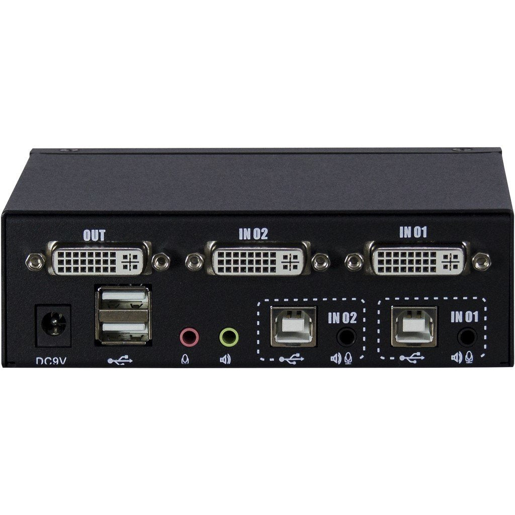 Inter-Tech Kvm Switch As-21da Dvi, 2 Port, Metal, Front Us