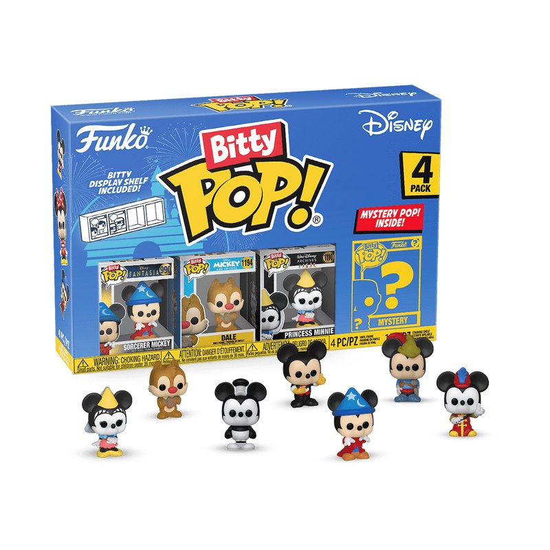 Blister 4 Figuras Bitty Pop Disney Sorcerer Mickey