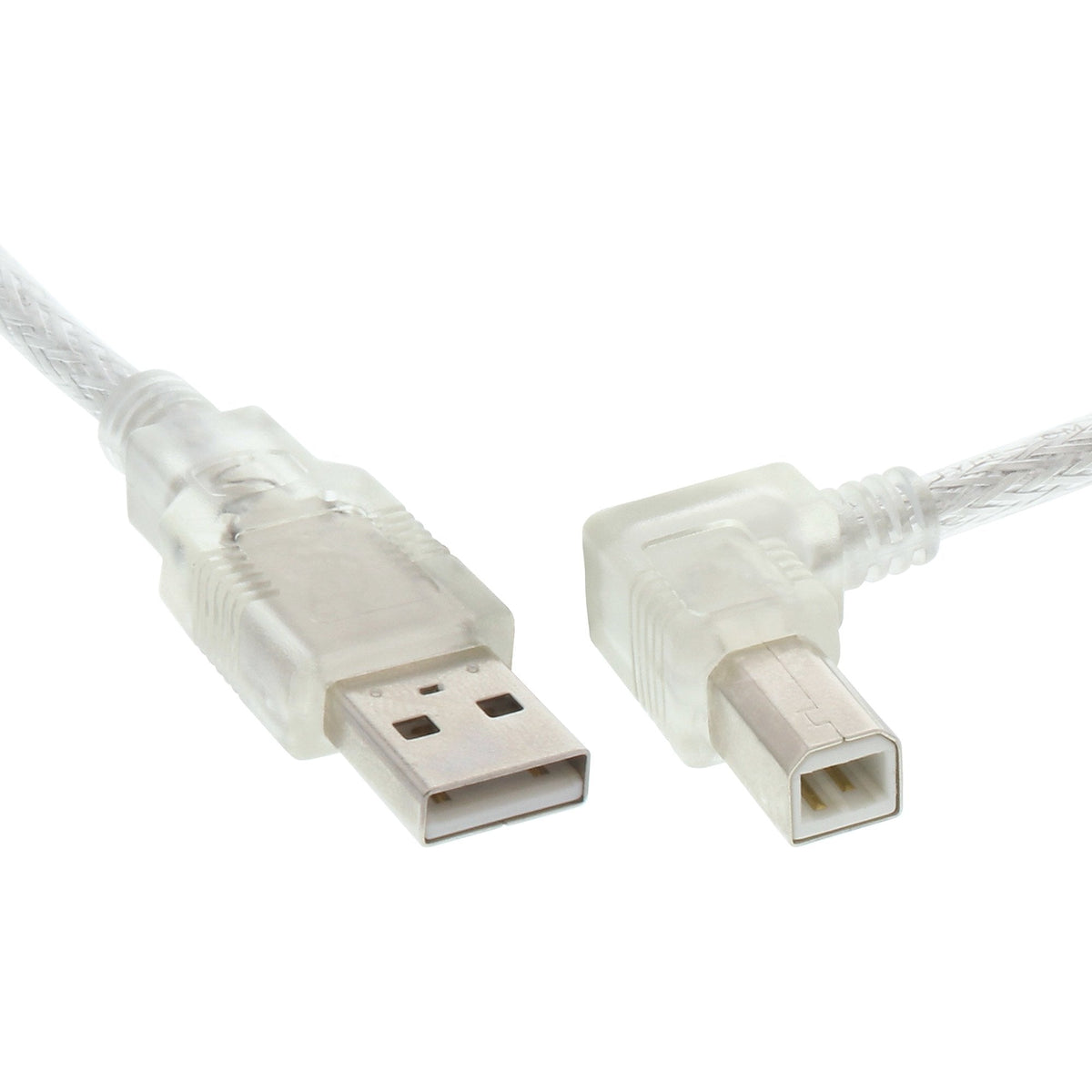 Inline Usb 2.0 Cable En Ángulo Recto Tipo A Macho A B Macho Transparente 0,3 M