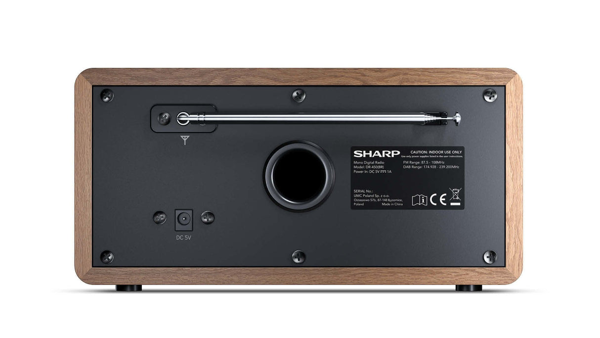 Radio Sharp Dr-450(Br) Digital Fm Dab Dab+, Bluetooth 4.2, Alarm Function, Brown