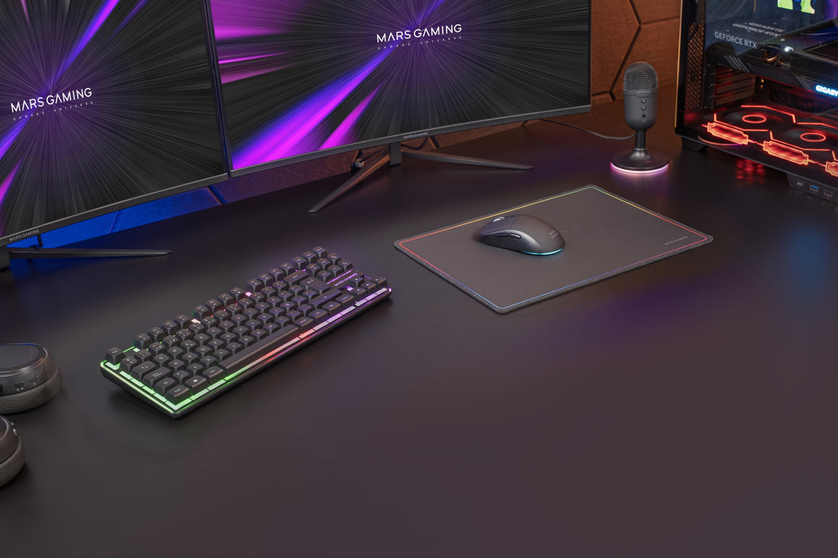 Pack Gamer 3en1 (Calvier/Ratón/Tapis) Mars Gaming Mcpwtkl (Negro)