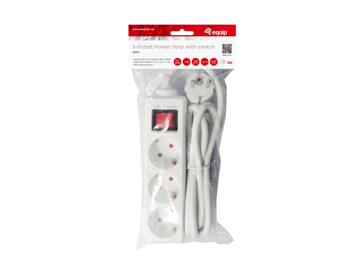 EAN 4015867222034 - Equip 245551 base múltiple 1,5 m 3 salidas AC Interior Blanco imagen 4