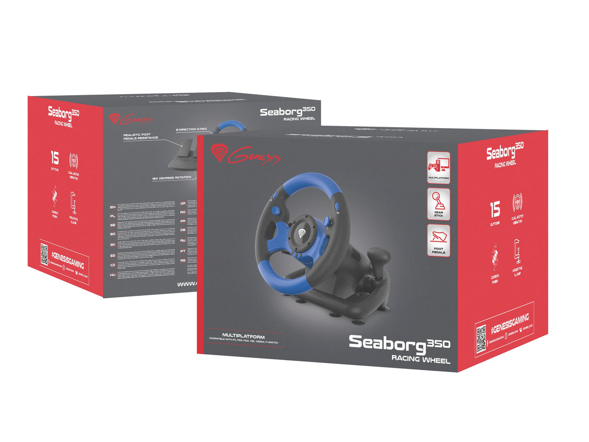 EAN 5901969425376 - GENESIS Seaborg 350 Negro, Azul USB Volante + Pedales Nintendo Switch, PC, PlayStation 4, Playstation 3, imagen 9