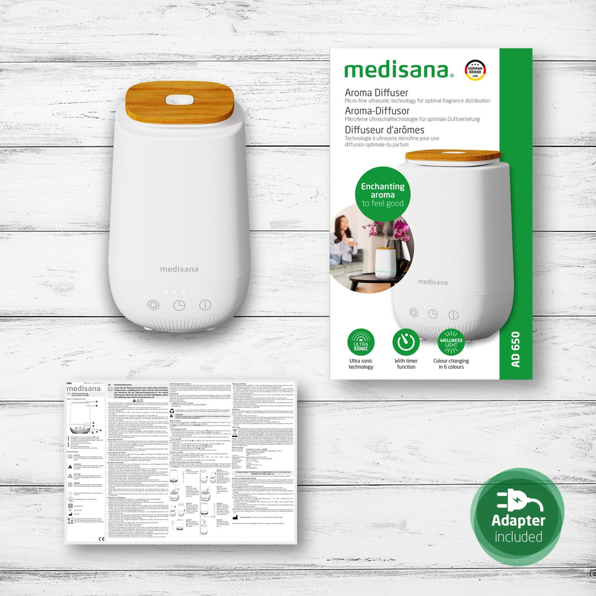 EAN 4015588600890 - Medisana AD 650 difusor de aroma Tanque Blanco, Madera imagen 4