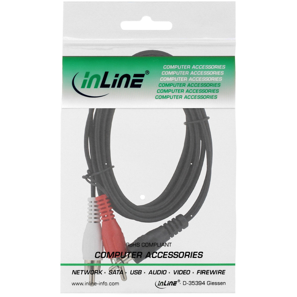 Cable De Audio Inline 2x Rca Macho A 3.5mm Estéreo Macho 3m