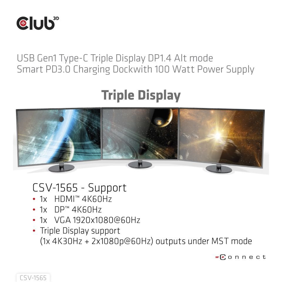 EAN 8719214472702 - CLUB3D CSV-1565 base para portátil y replicador de puertos Acoplamiento USB 3.2 Gen 1 (3.1 Gen 1) Type-C imagen 3