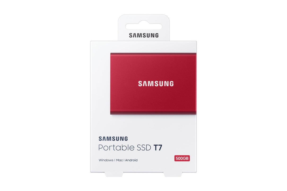 Disco Externo Ssd Samsung 500gb Portable T7 Usb3.2 Gen.2 Mettalic Red Extern Kit