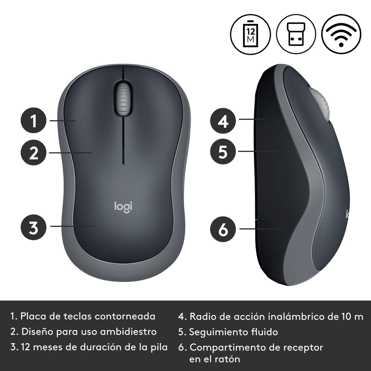 EAN 5099206027275 - Logitech 910-002235 ratón Oficina Ambidextro RF inalámbrico Óptico 1000 DPI imagen 5