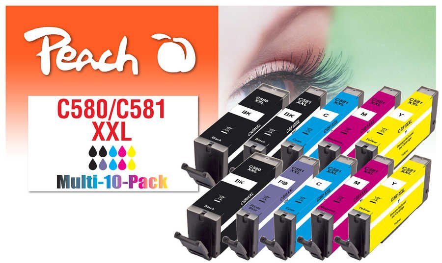 Cartucho Peach Canon 580xxl / 581xxl, Pea, Multi10pack, Fw Comp