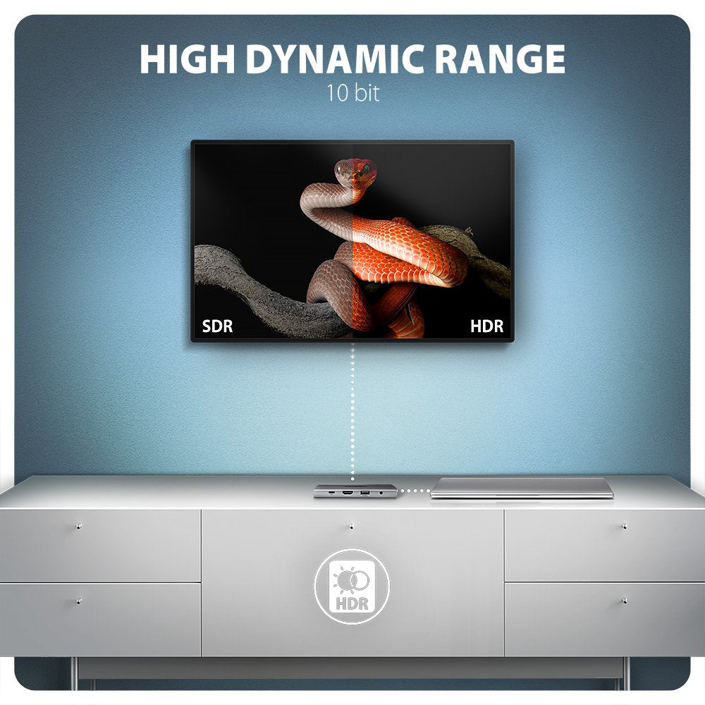 EAN 8595247907523 - Axagon HMC-8HLSA base para portátil y replicador de puertos Alámbrico USB 3.2 Gen 1 (3.1 Gen 1) Type-C Gr imagen 7