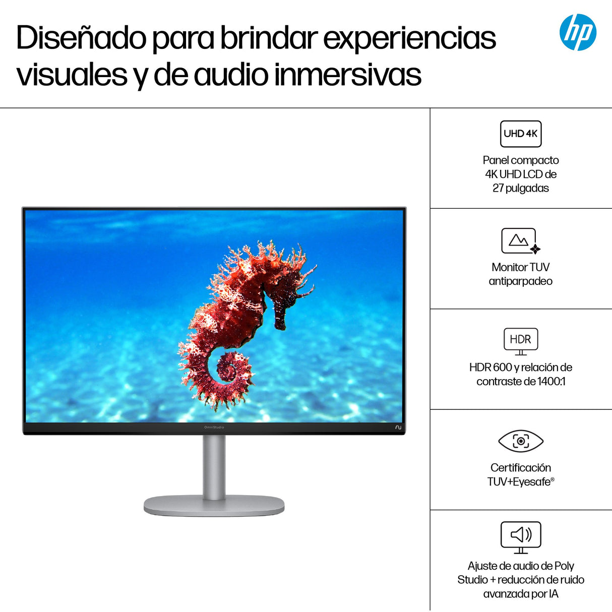 EAN 199896764919 - HP OmniStudio X All-in-One Desktop Next Gen AI 27-cs1005ns PC Copilot+ PC Intel Core Ultra 5 226V 68,6 cm imagen 9