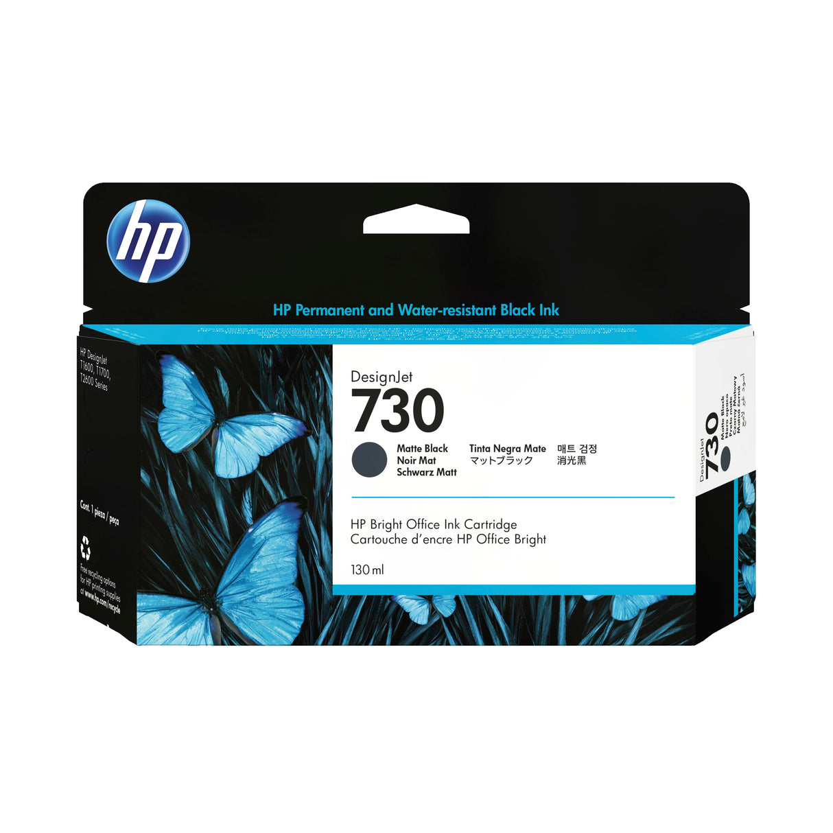 EAN 0190781726968 - HP 730 130-ml Matte Black DesignJet Ink Cartridge cabeza de impresora Inyección de tinta térmica imagen 1