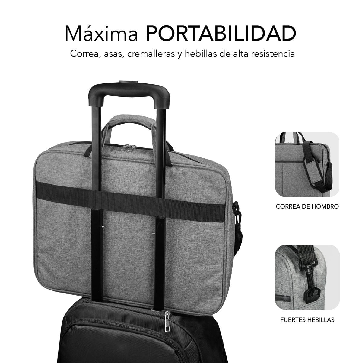 Maletin Elite Grey 15.6'' Subblim Hasta 15.6''/ Doble Cremallera / Bolsillo Exterior