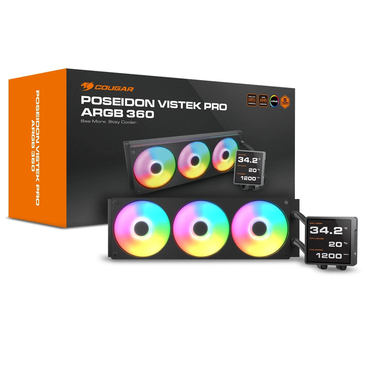 Cougar Cpu Refrigeracion Liquida Poseidon Vimek Pro 360,Argb,Negro