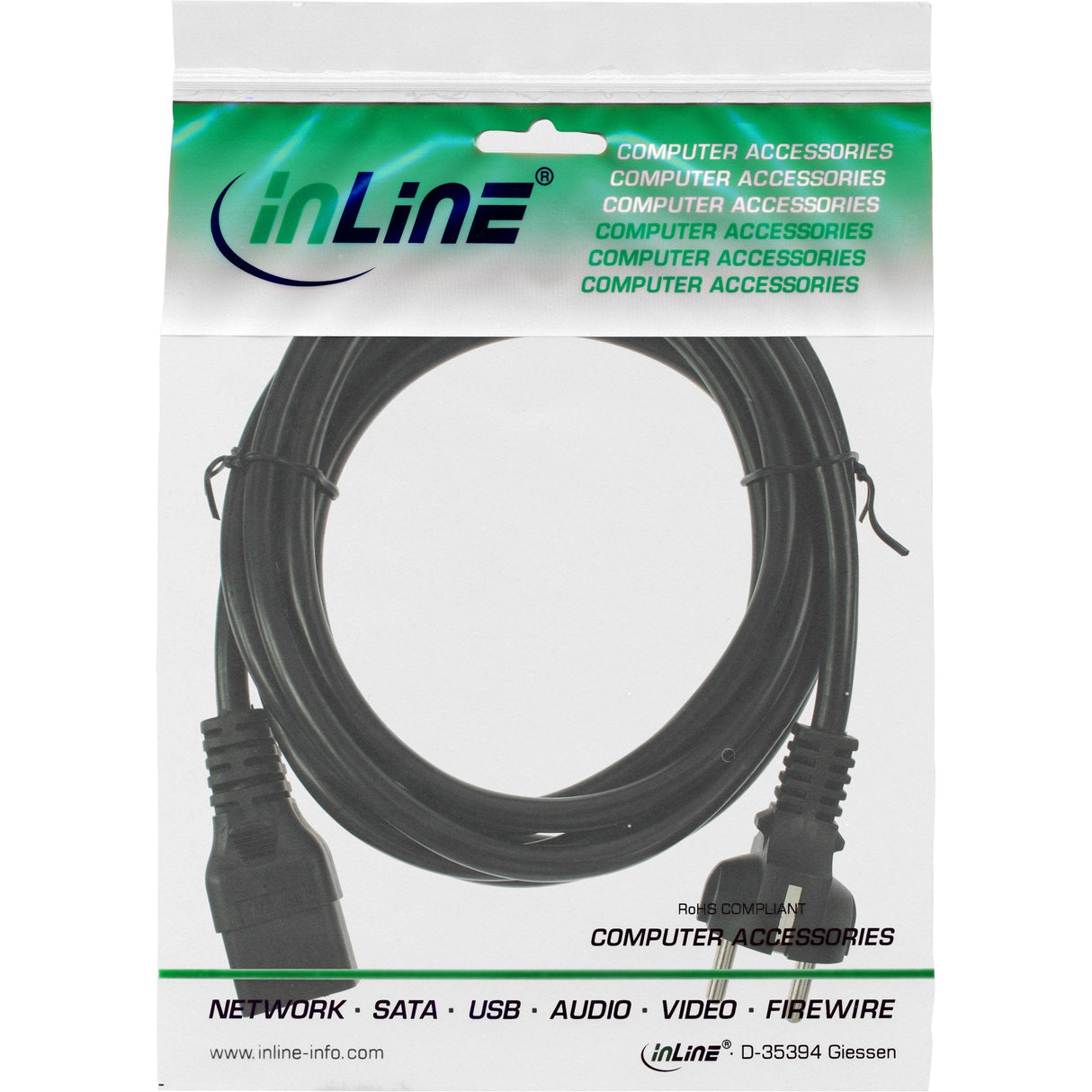 Cable De Alimentación Inline 16a Tipo F Recto A Conector Iec Iec320/C19 3m