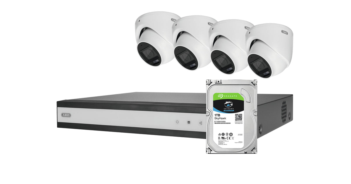 Abus Analog-Video-Set: 4 Mini-Dome-Kameras + Rekorder