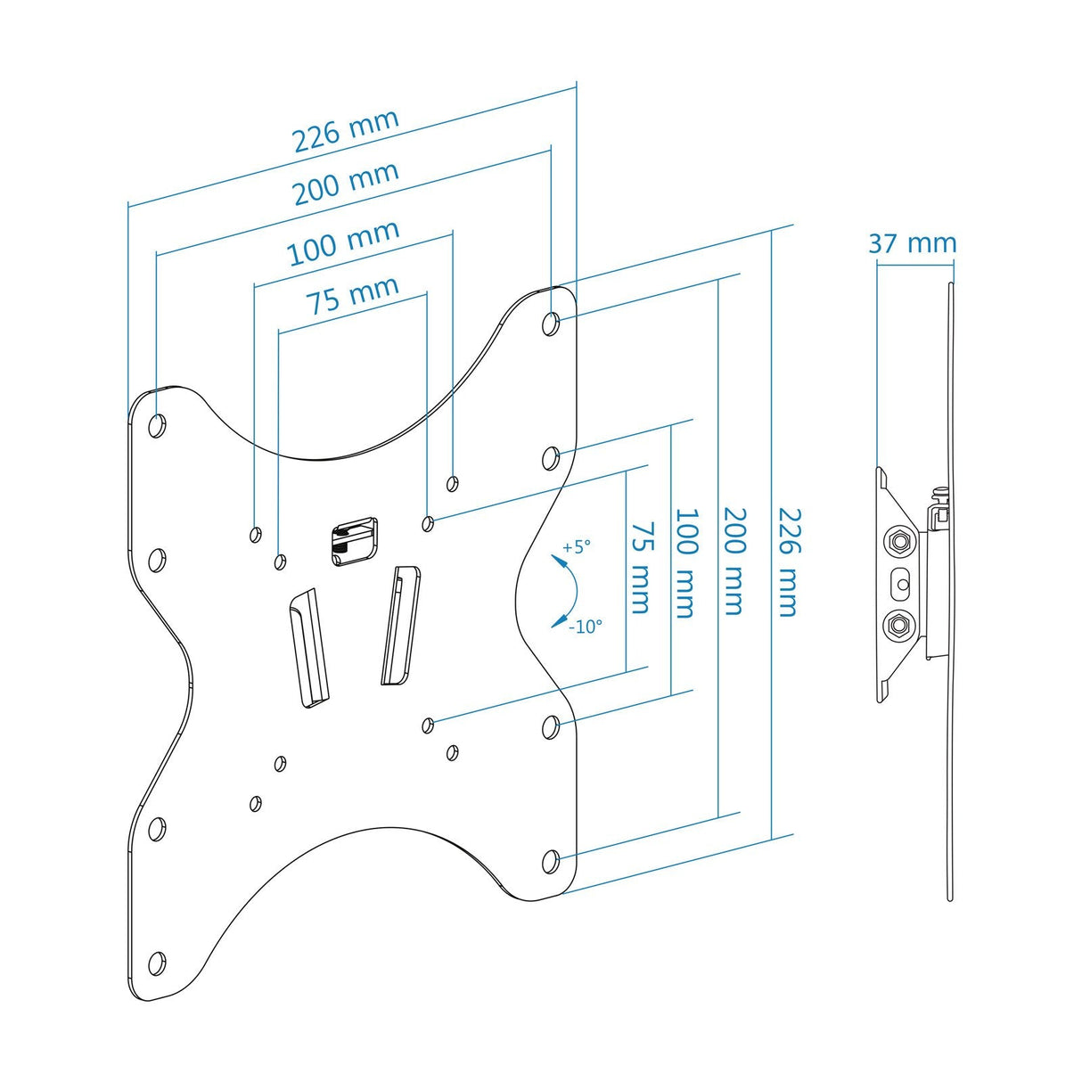 Tooq Soporte Fijo De Pared Para Tv De 23"-42" - Inclinable - Peso Max 37kg - Vesa 200x200mm - Negro