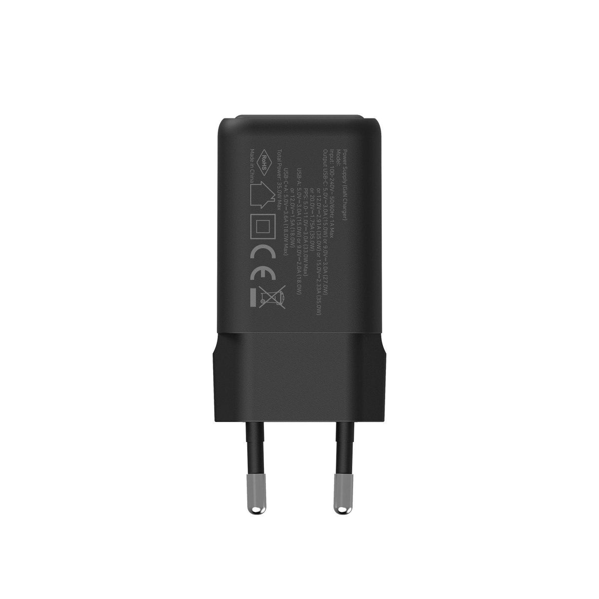 Coolbox Cargador Gan 35w - 1xusb-C - 1xusb-A - Carga Rapida 3.0 - Power Delivery - Negro