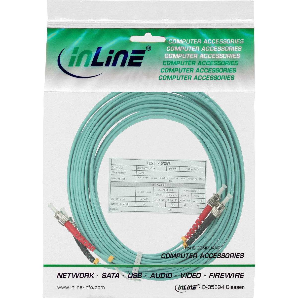 Cable Duplex De Fibra Óptica Inline St/St 50/125?M Om3 5m